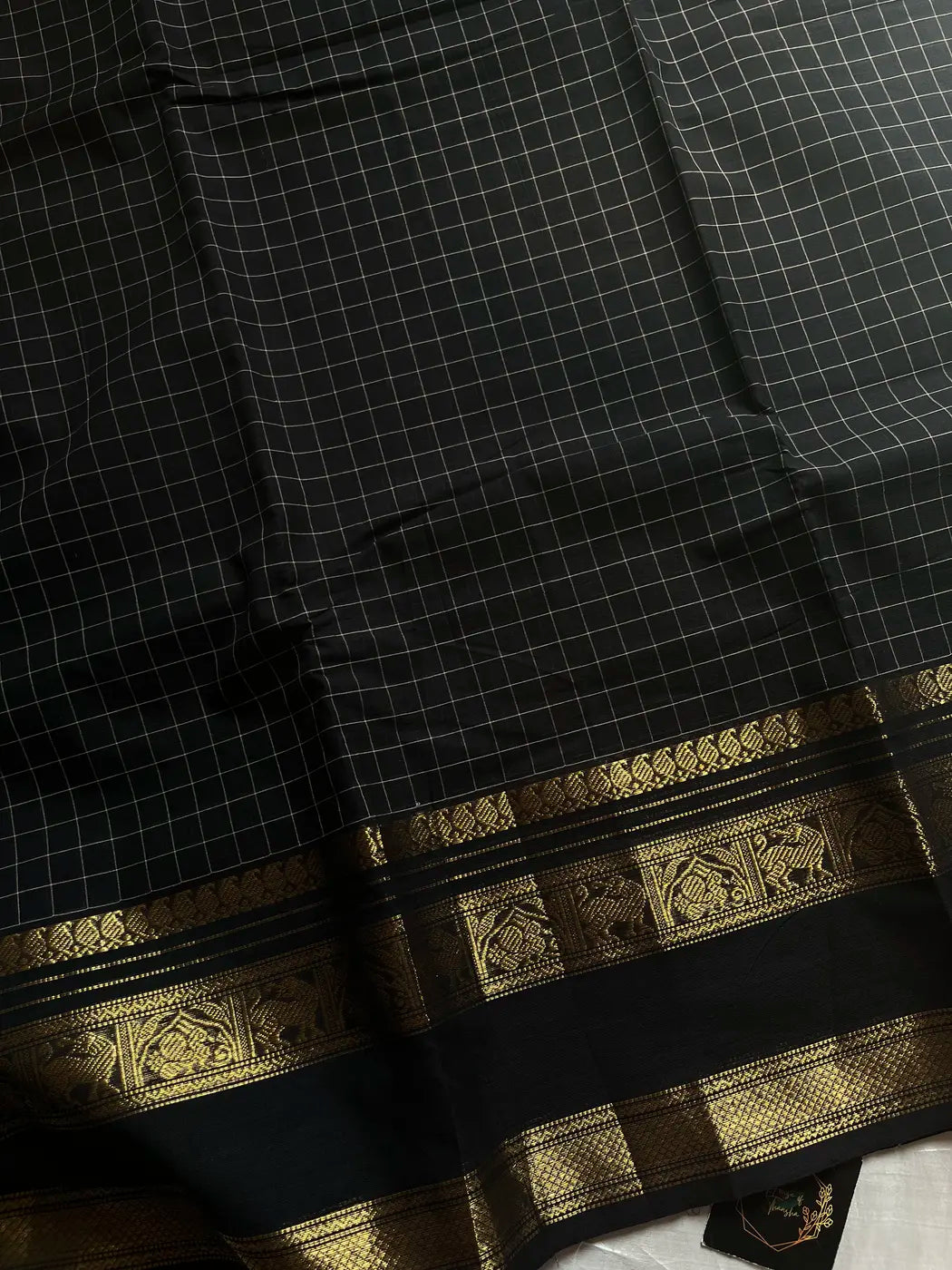 Kattam Edit – Black Checked Chettinadu Cotton Saree