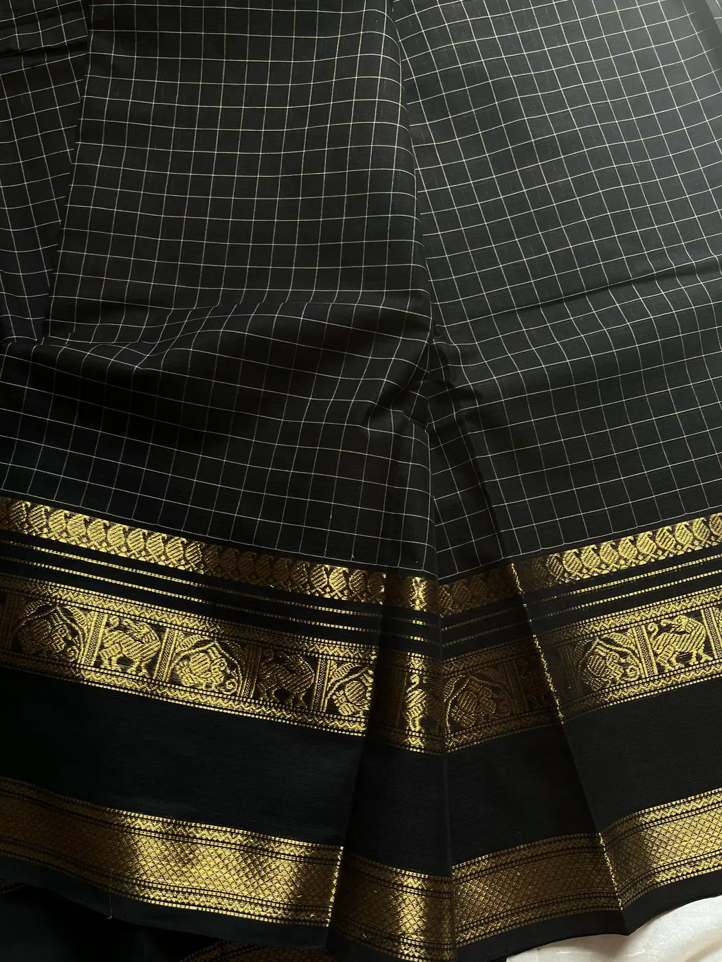 Kattam Edit – Black Checked Chettinadu Cotton Saree