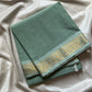 Minimal Border Edit - Pastel Pistah Kanchi Cotton Saree