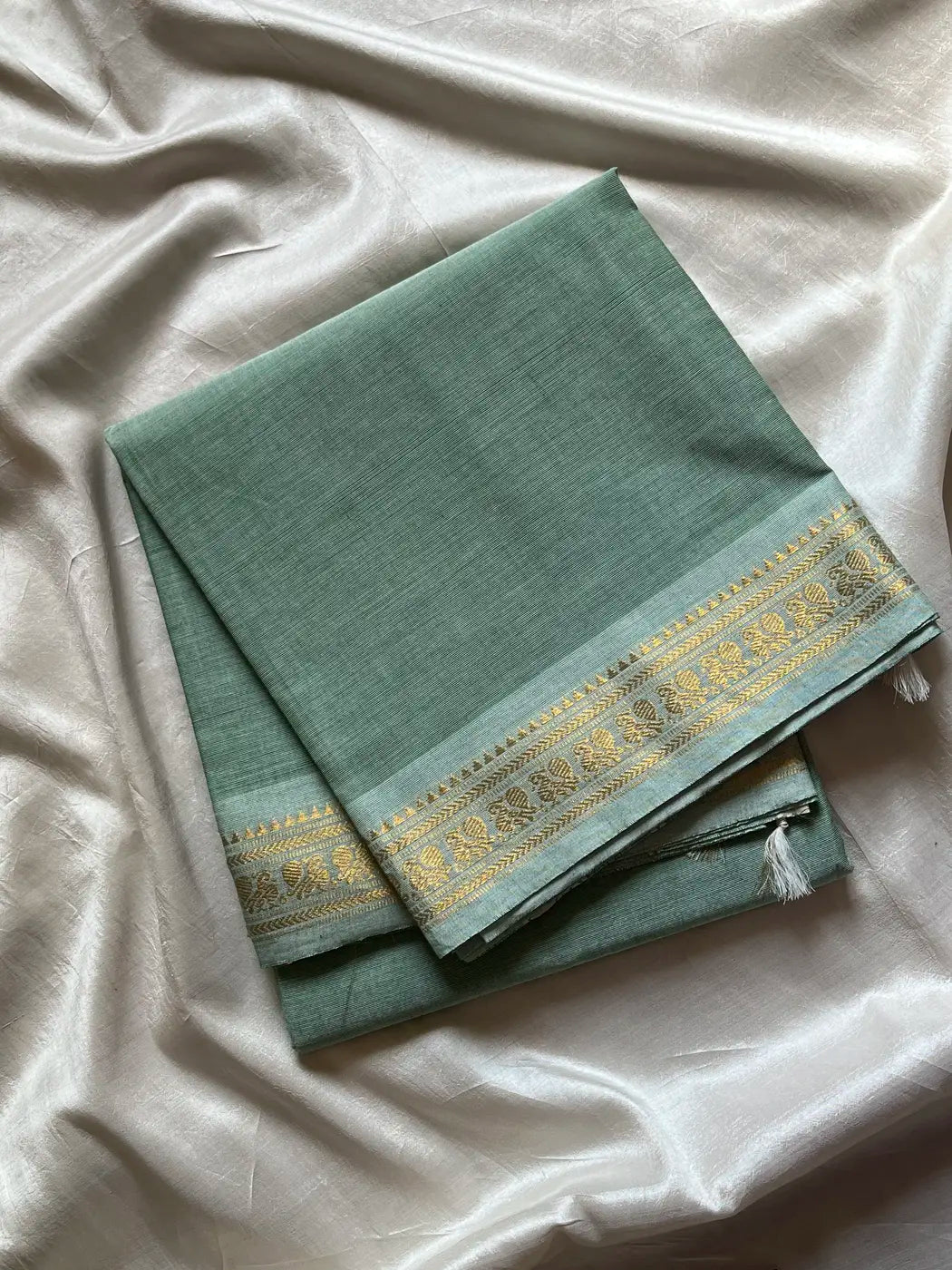 Minimal Border Edit - Pastel Pistah Kanchi Cotton Saree