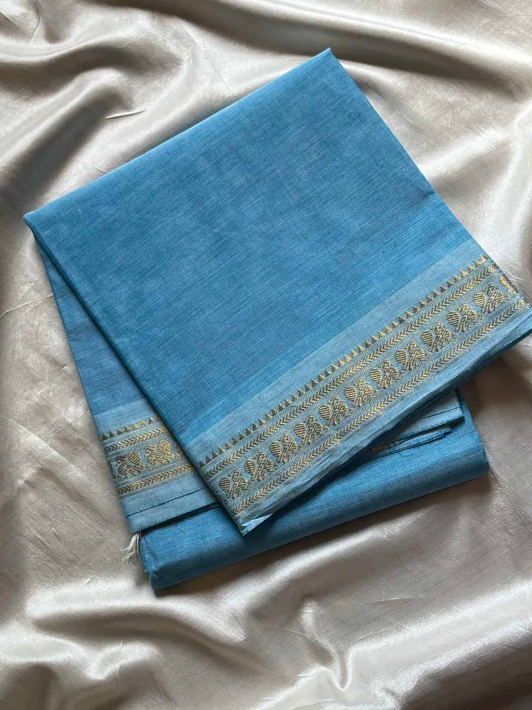Minimal Border Edit - Sky Blue Kanchi Cotton Saree