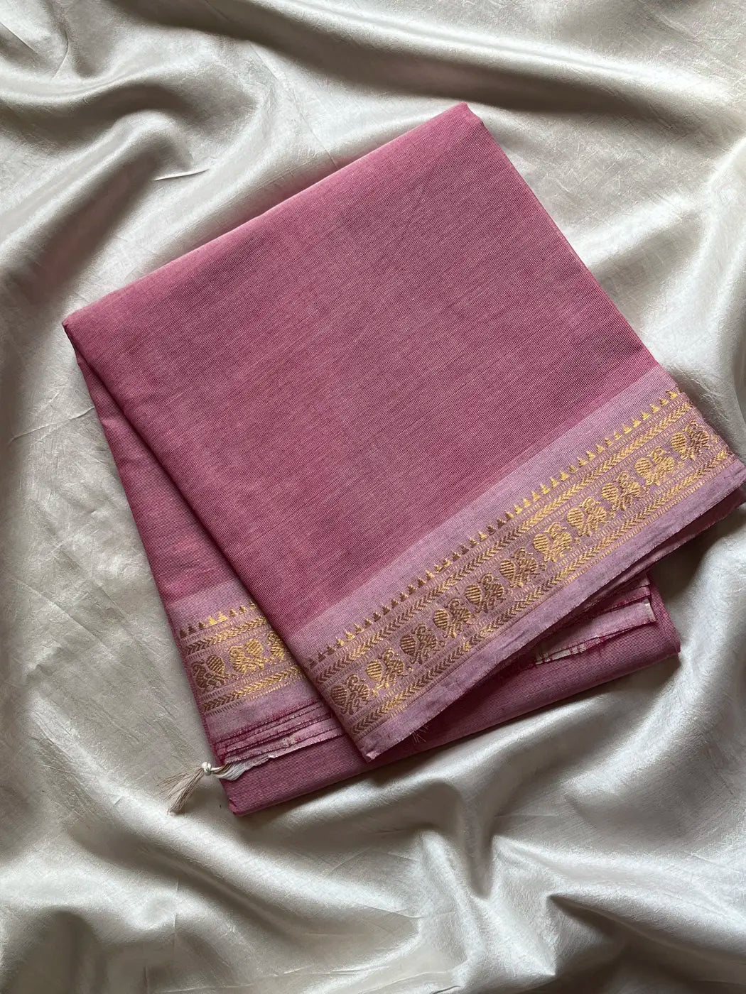 Minimal Border Edit - Pastel Pink Kanchi Cotton Saree