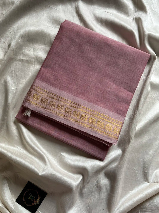 Minimal Border Edit - Dusty Rose Kanchi Cotton Saree