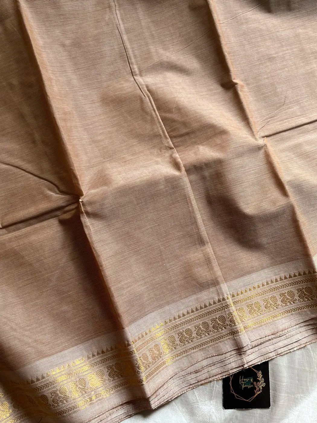 Minimal Border Edit - Mocha Beige Kanchi Cotton Saree