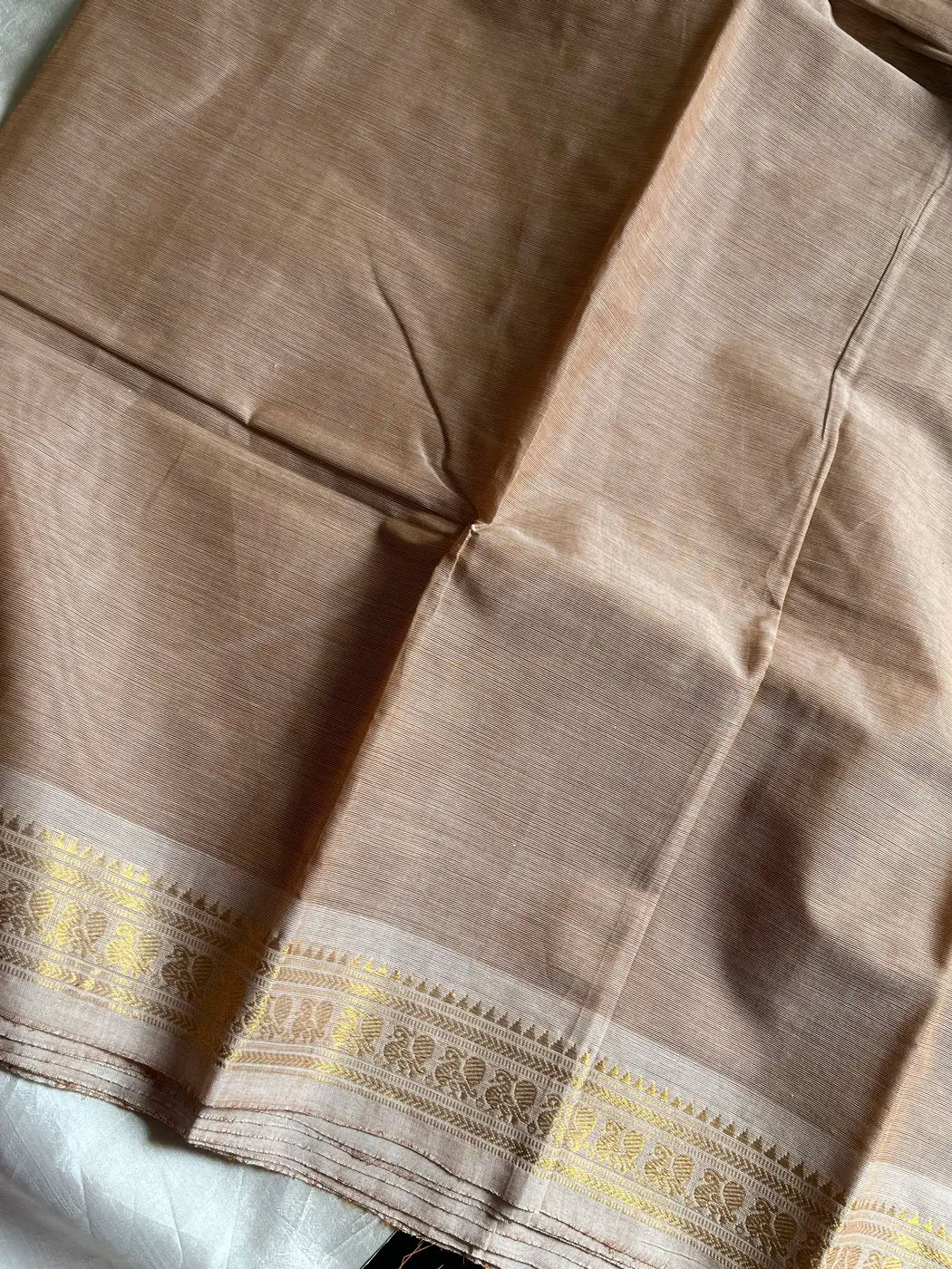Minimal Border Edit - Mocha Beige Kanchi Cotton Saree