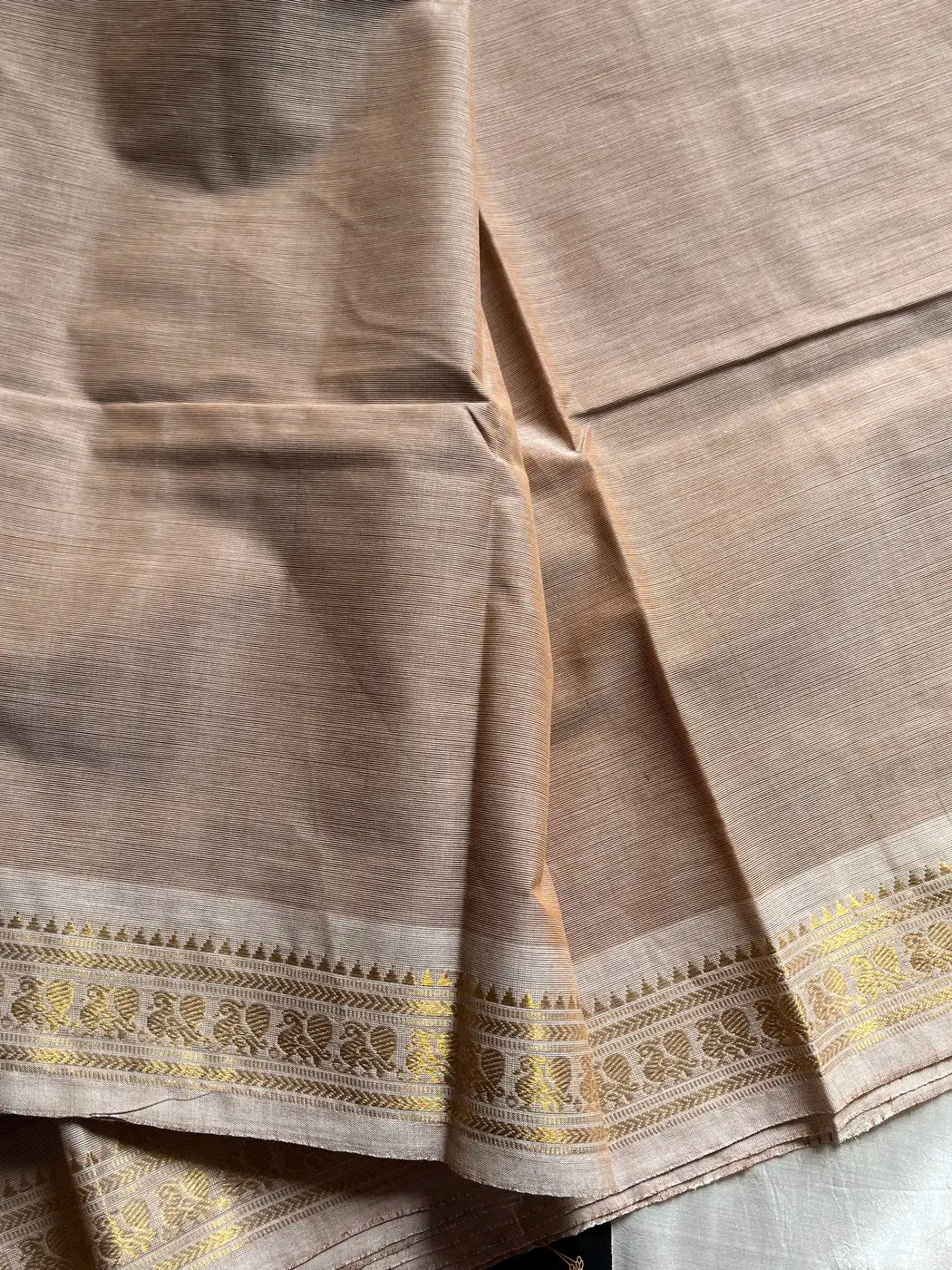 Minimal Border Edit - Mocha Beige Kanchi Cotton Saree