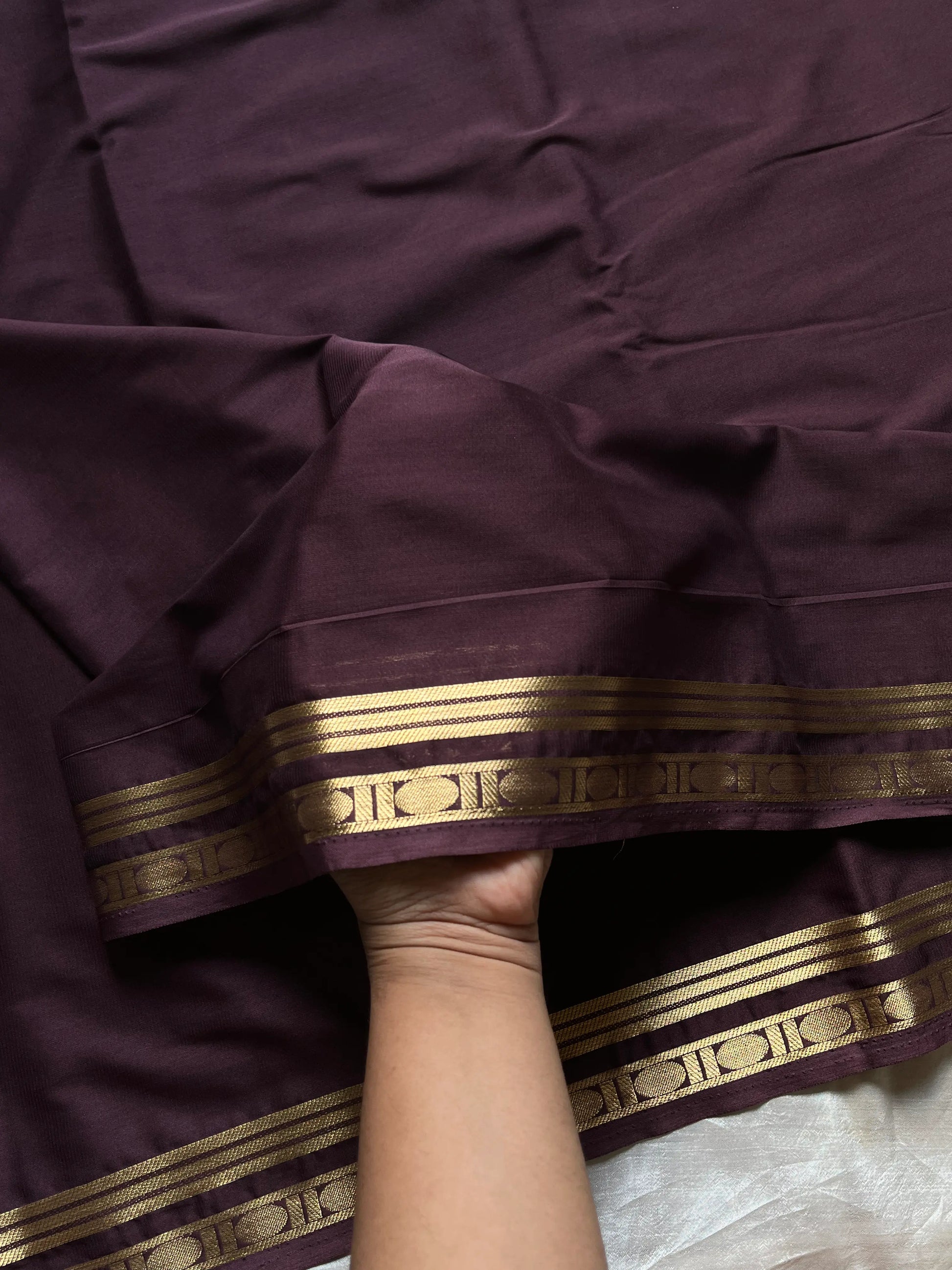 Vibrant Semi Mysore Silk saree with zari border and running blouse – House of Thansha