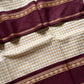 Maragatham – Pastel White with Maroon Korvai Kattam Chettinadu Cotton Saree
