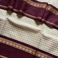 Maragatham – Pastel White with Maroon Korvai Kattam Chettinadu Cotton Saree