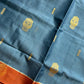 Vegan Silk Saree – Grey & Orange Handloom Art Silk
