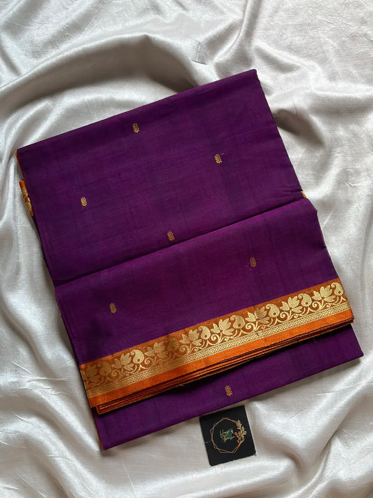 Vegan Silk Saree – Purple & Orange Handloom Art Silk