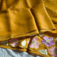 Pastel yellow embroidered designer saree with scalloped border – House of Thansha