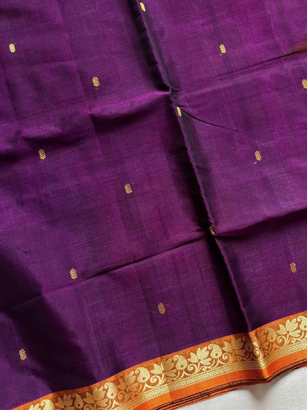Vegan Silk Saree – Purple & Orange Handloom Art Silk