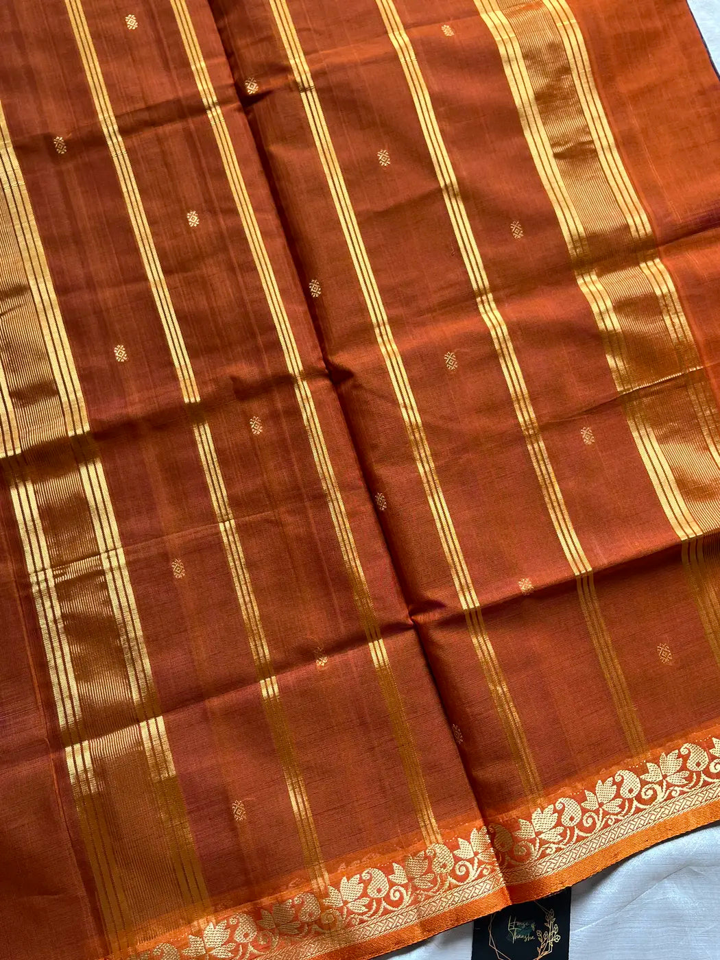 Vegan Silk Saree – Purple & Orange Handloom Art Silk