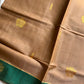 Vegan Silk Saree – Beige & Green Handloom Art Silk