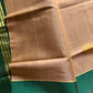 Vegan Silk Saree – Beige & Green Handloom Art Silk