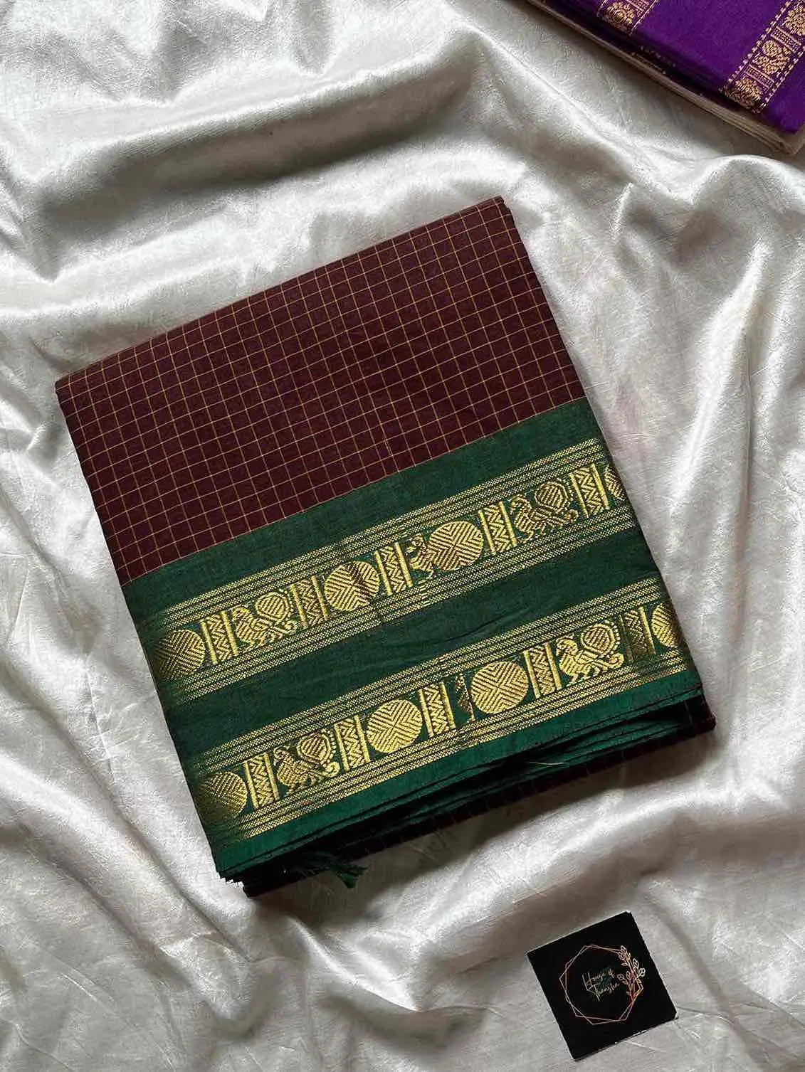 Kattam Edit | Chettinadu Checked Saree – Brown