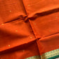 Vegan Silk Saree – Yellowish Orange & Green Handloom Art Silk