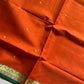 Vegan Silk Saree – Yellowish Orange & Green Handloom Art Silk
