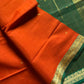 Vegan Silk Saree – Yellowish Orange & Green Handloom Art Silk