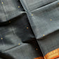 Vegan Silk Saree – Grey & Orange Handloom Art Silk