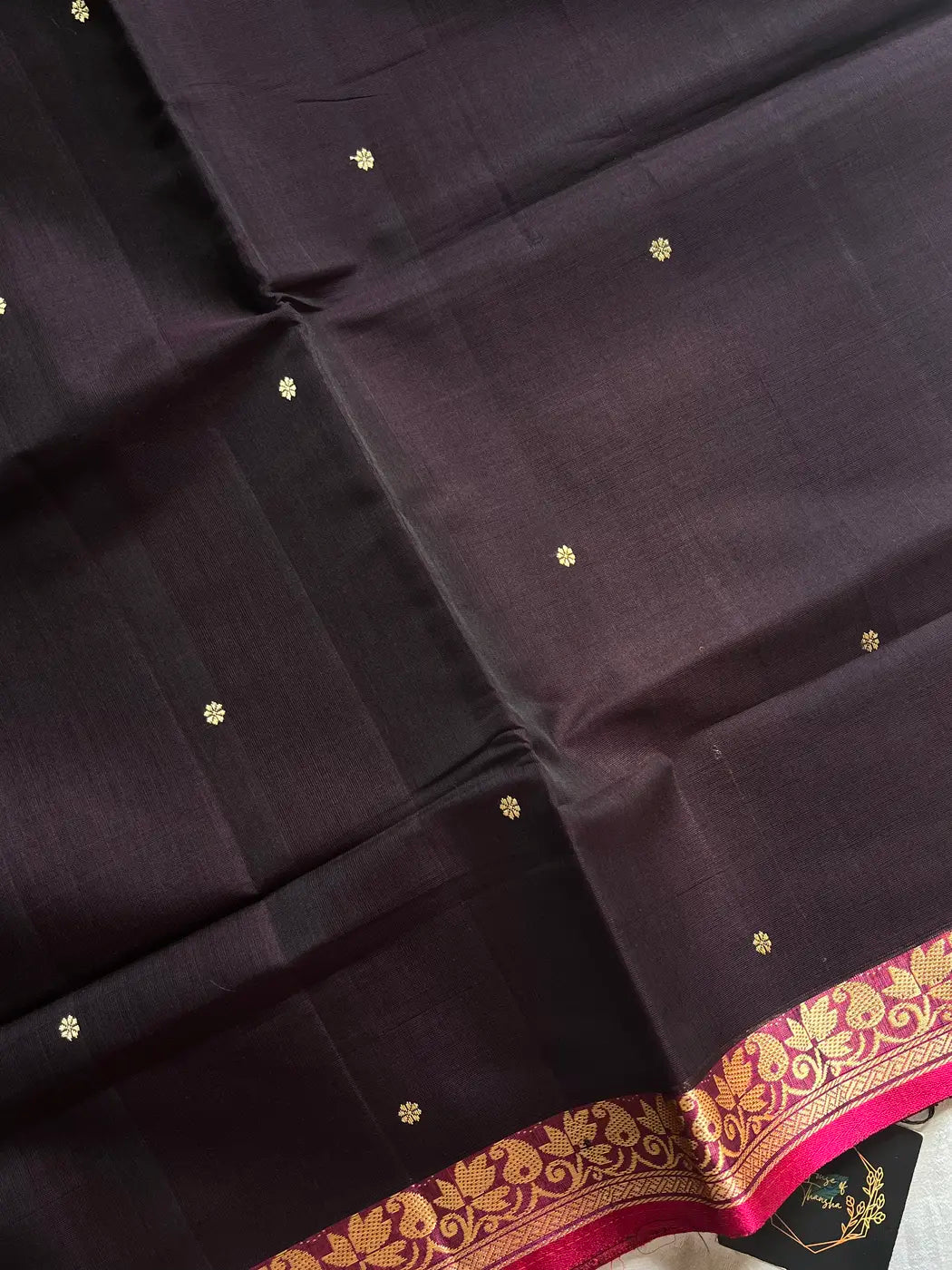 Vegan Silk Saree – Dark Jamun & Pink Handloom Art Silk