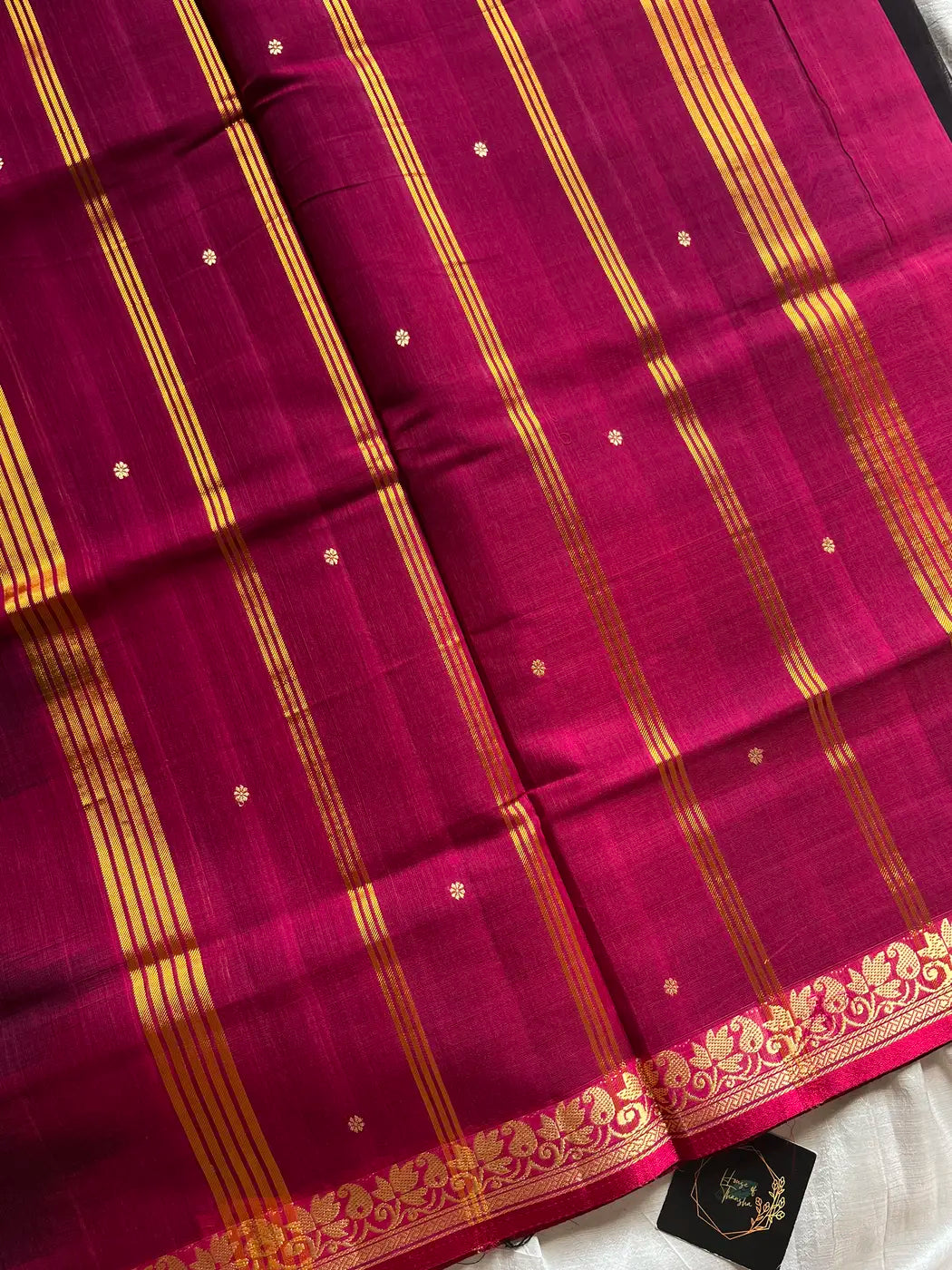 Vegan Silk Saree – Dark Jamun & Pink Handloom Art Silk
