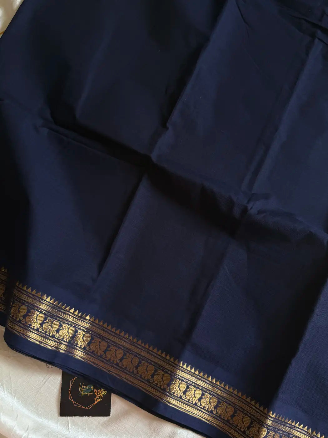 Minimal Border Edit - Dark Blue Cotton Saree