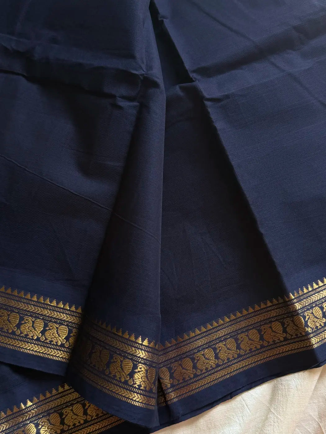 Minimal Border Edit - Dark Blue Cotton Saree