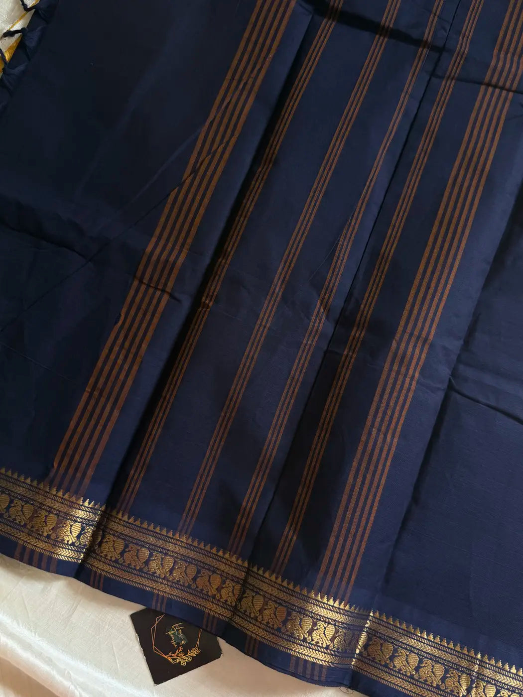 Minimal Border Edit - Dark Blue Cotton Saree