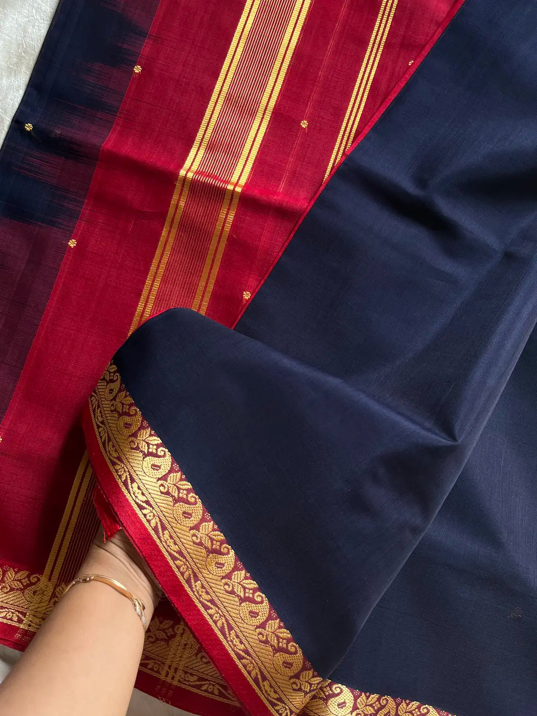 Vegan Silk Saree – Dark Blue Art Silk