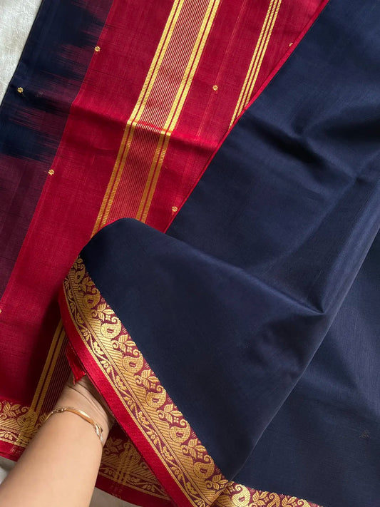 Vegan Silk Saree – Dark Blue Art Silk