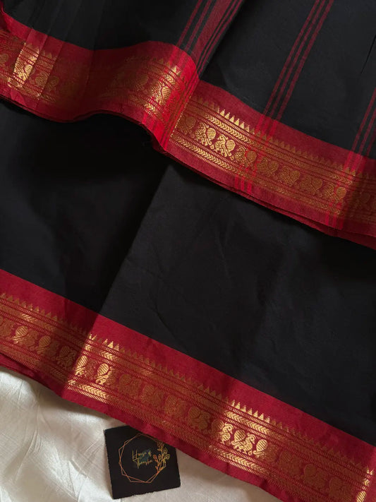 Minimal Border Edit - Black Kanchi Cotton Saree
