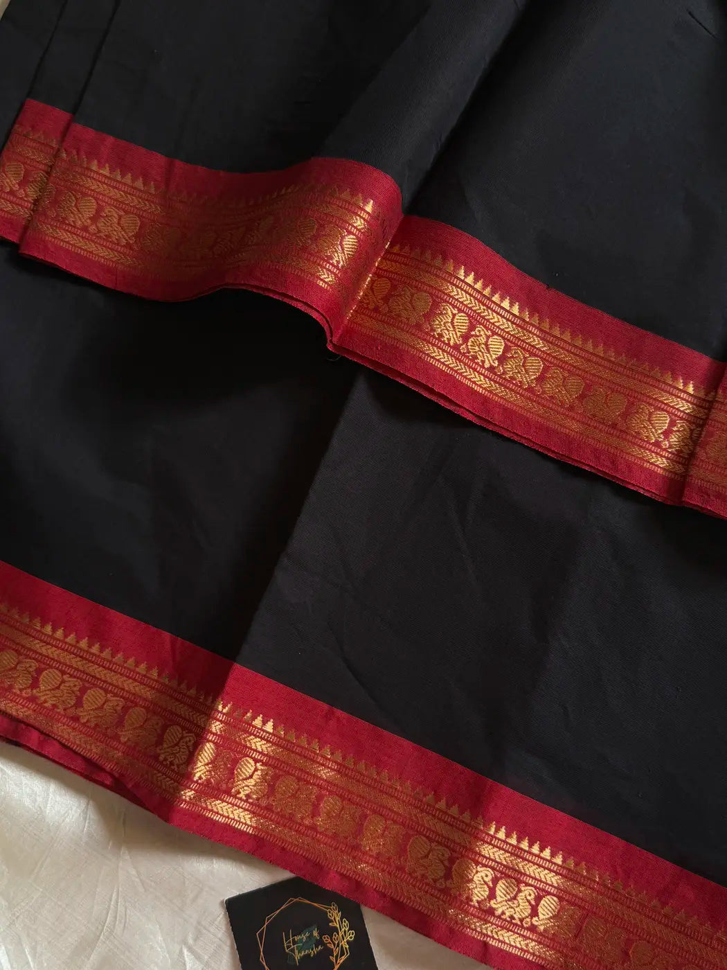 Minimal Border Edit - Black Kanchi Cotton Saree