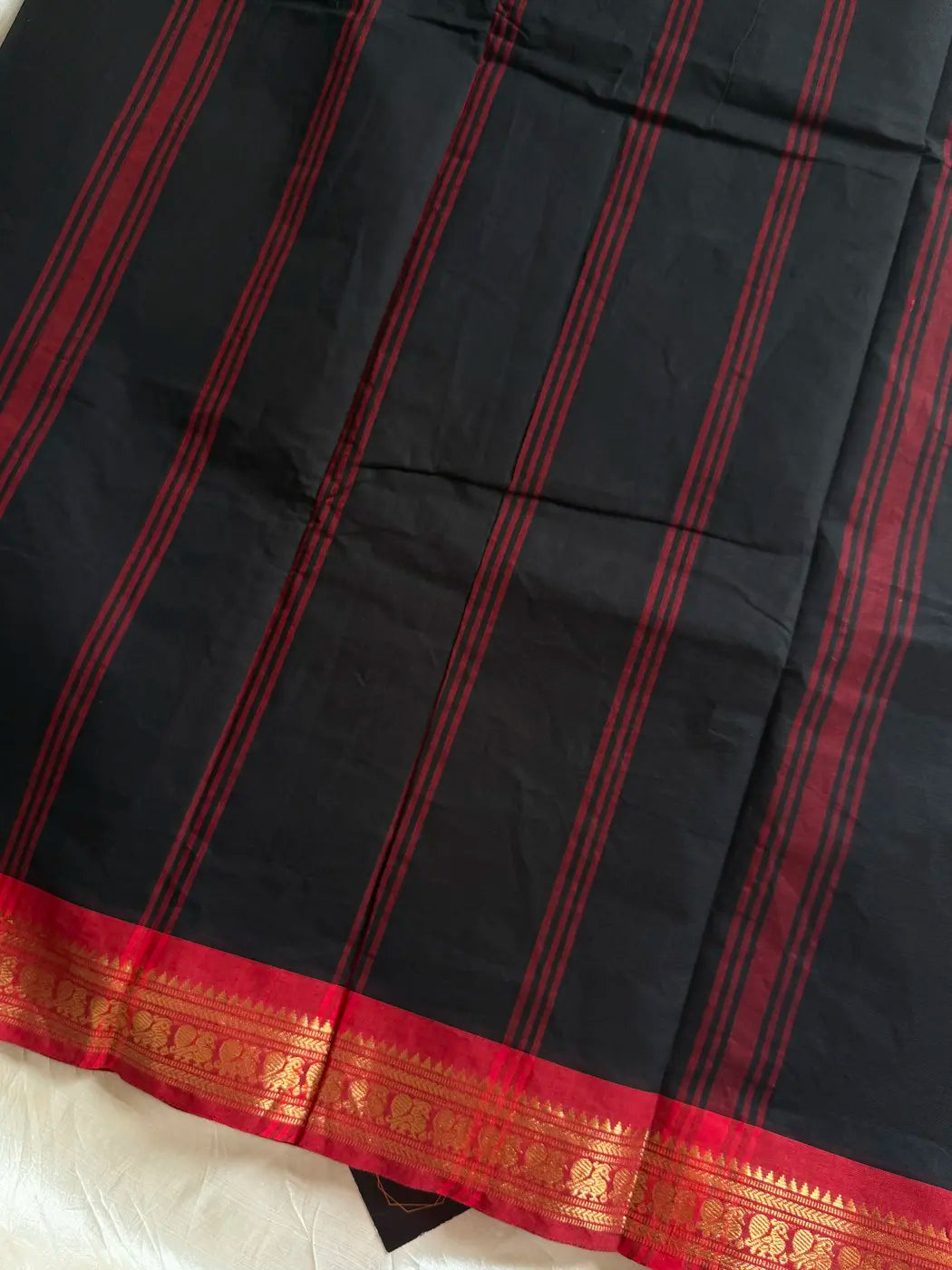 Minimal Border Edit - Black Kanchi Cotton Saree