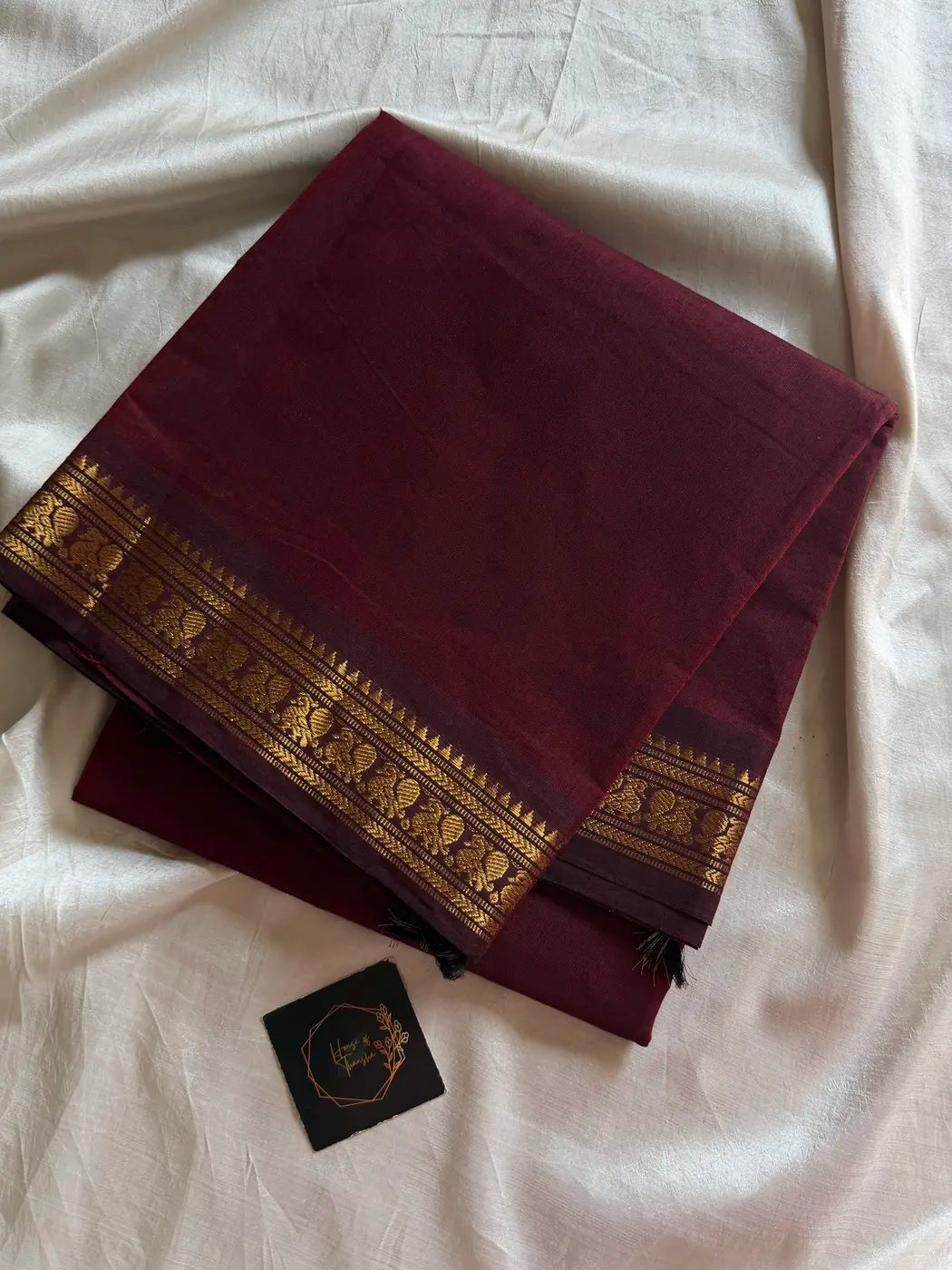 Minimal Border Edit - Maroon Kanchi Cotton Saree