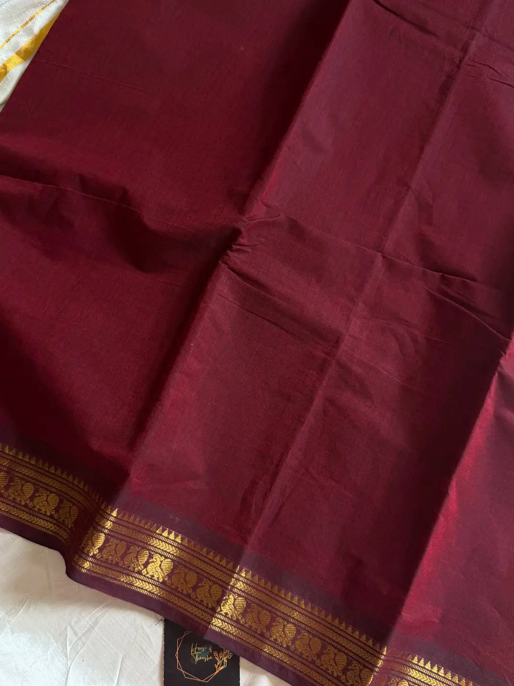 Minimal Border Edit - Maroon Kanchi Cotton Saree