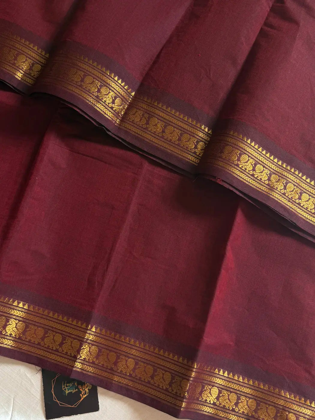 Minimal Border Edit - Maroon Kanchi Cotton Saree