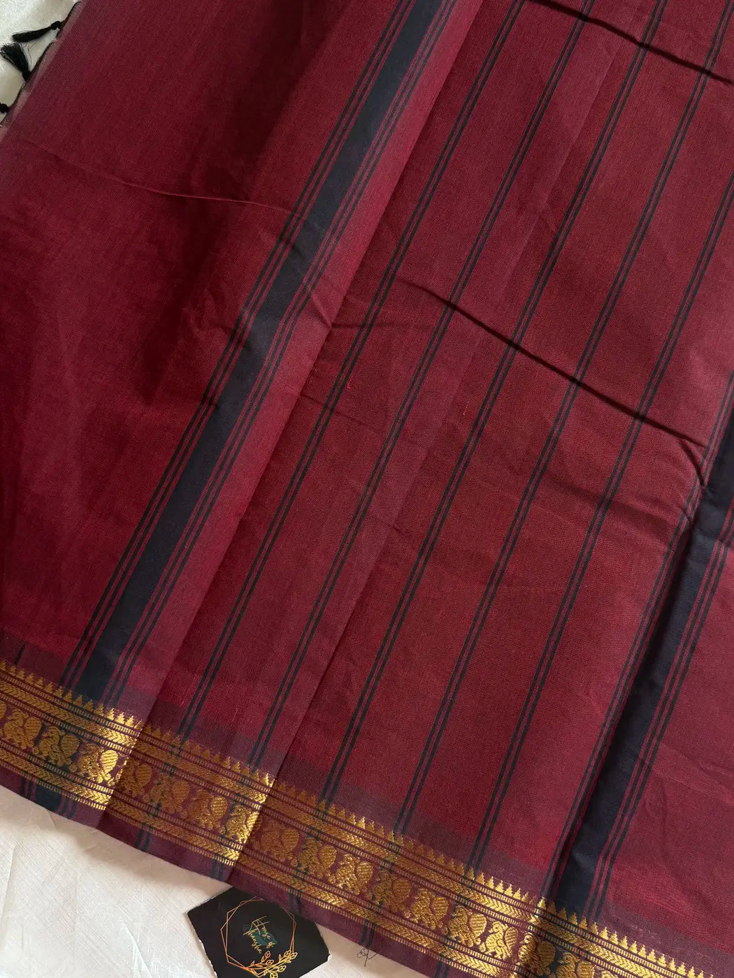 Minimal Border Edit - Maroon Kanchi Cotton Saree