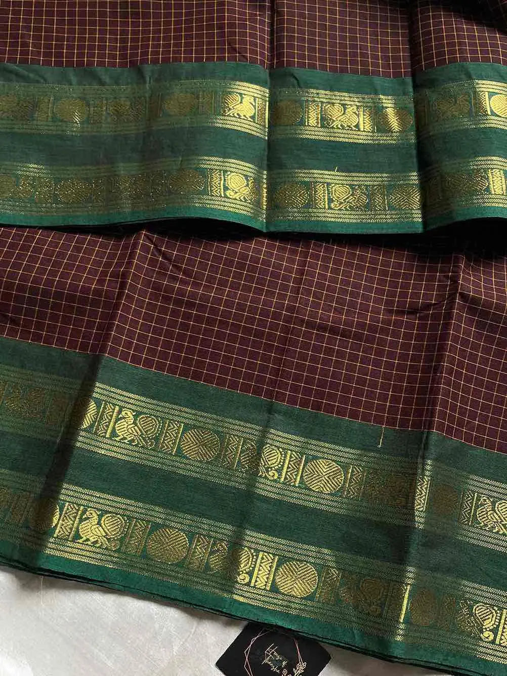 Kattam Edit | Chettinadu Checked Saree – Brown