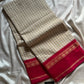 Maragatham – Pastel White Korvai Kattam Chettinadu Cotton Saree