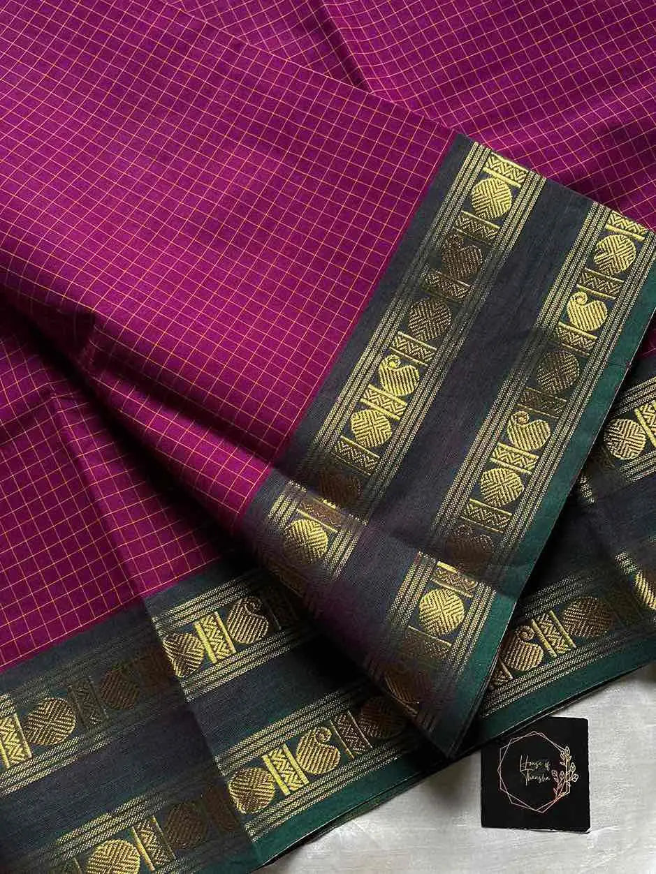 Kattam Edit | Chettinadu Checked Saree – Vaadamalli Purple