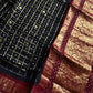 Kaikattu Sungudi Saree - Black & Maroon | Handloom