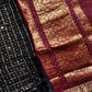Kaikattu Sungudi Saree - Black & Maroon | Handloom
