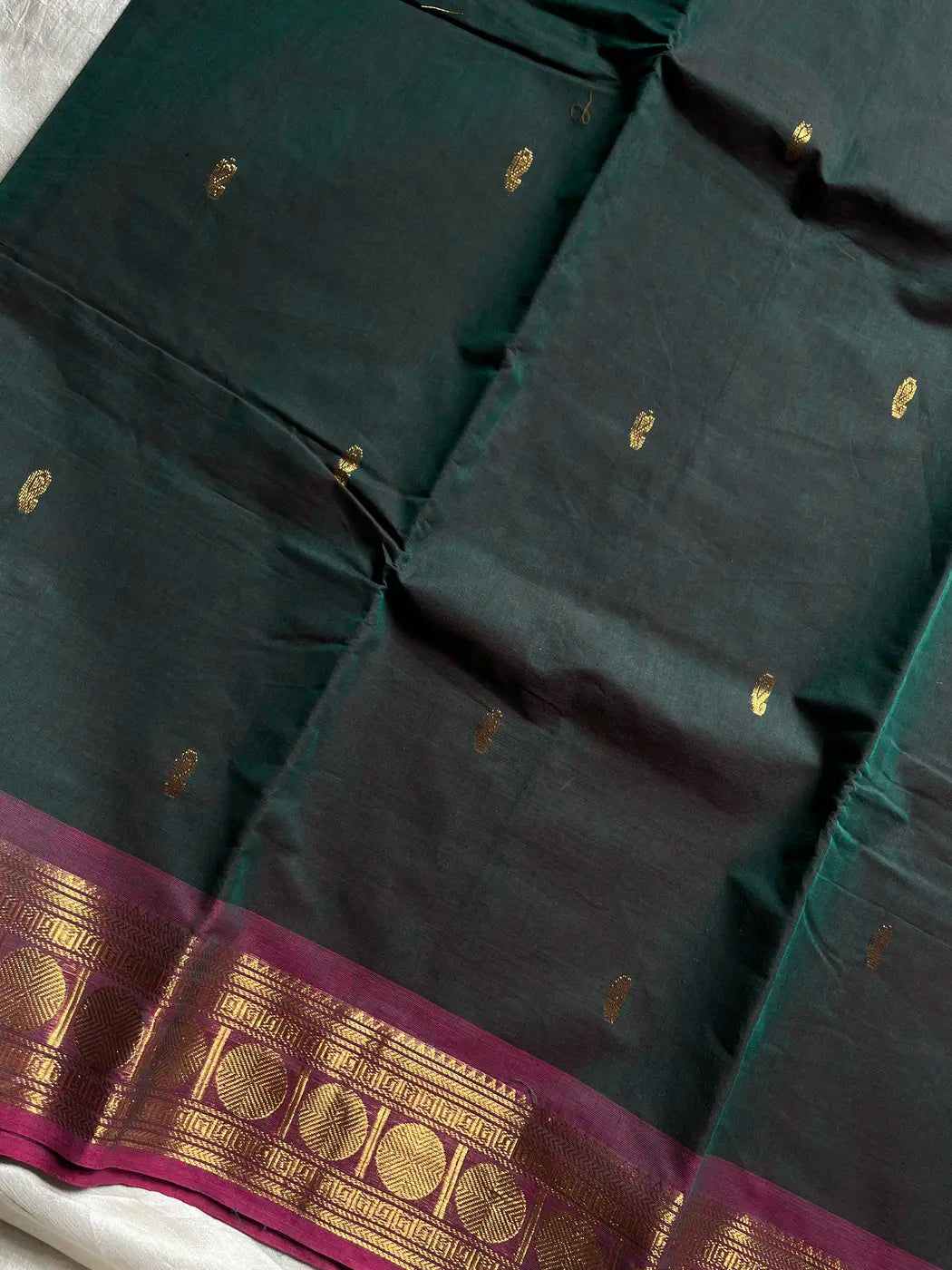 Vintage Loom Edit | Green & Pink Kanchi Cotton Saree