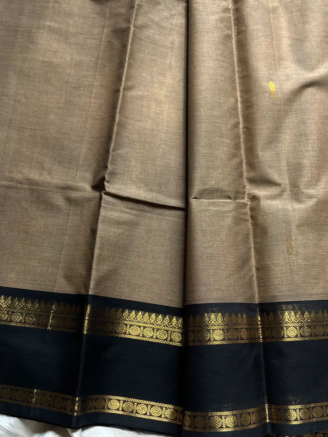 Royal Drapes | Warm Taupe Kanchi Cotton Saree