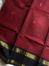 Royal Drapes | Maroon & Black Kanchi Cotton Saree