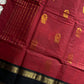 Royal Drapes | Maroon & Black Kanchi Cotton Saree