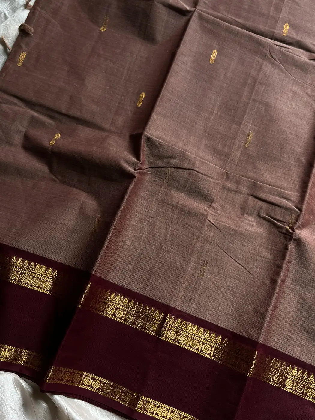 Royal Drapes | Cocoa Burgundy Kanchi Cotton Saree