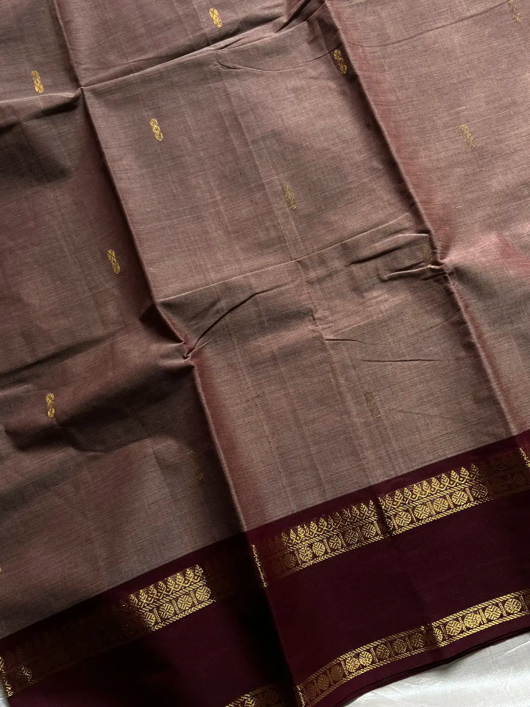 Royal Drapes | Cocoa Burgundy Kanchi Cotton Saree